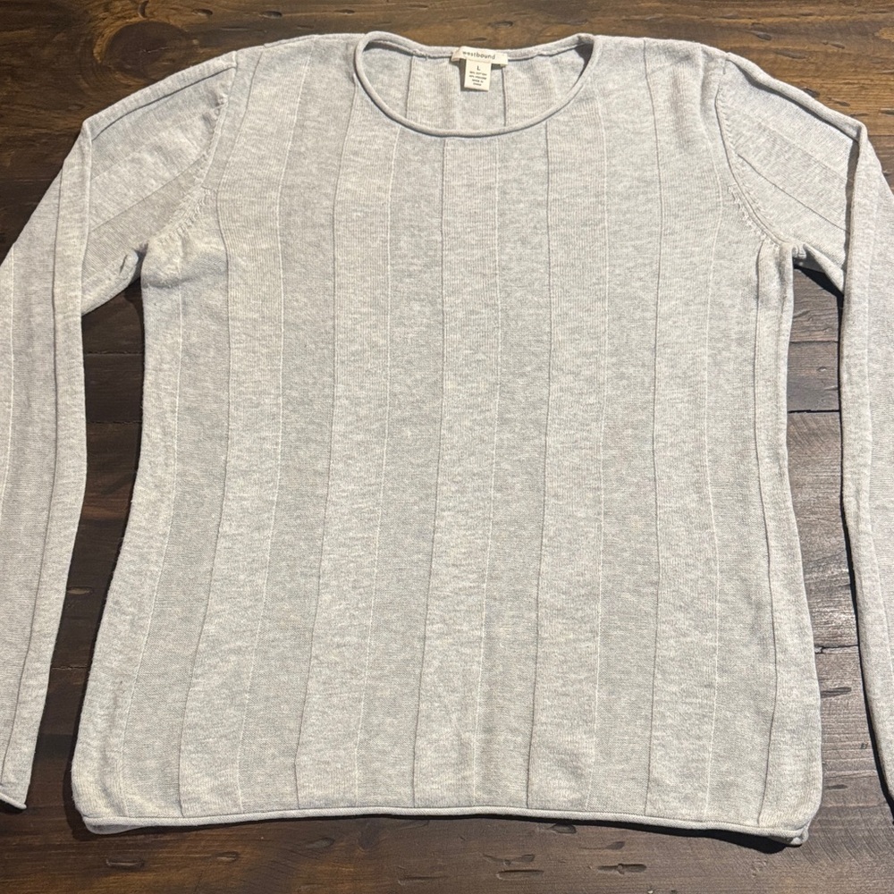 Westbound Light Gray Crew Neck Sweater